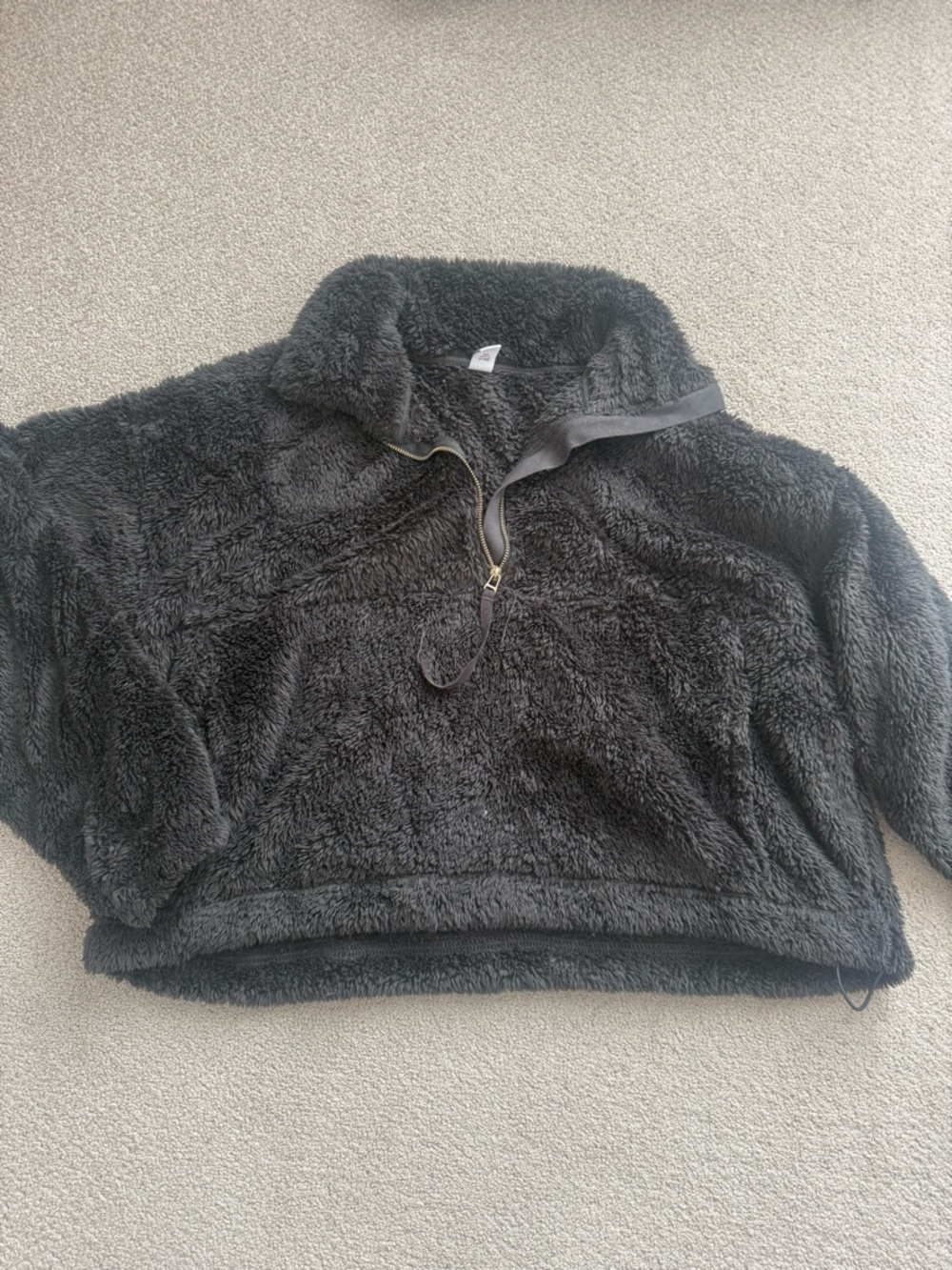 Cozy Black Sherpa Quarter-Zip Pullover Sweater